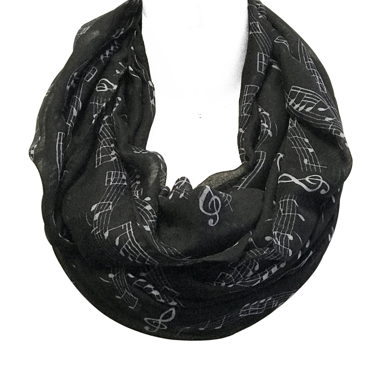 Wrapables Lightweight Musical Notes Infinity Scarf, Black