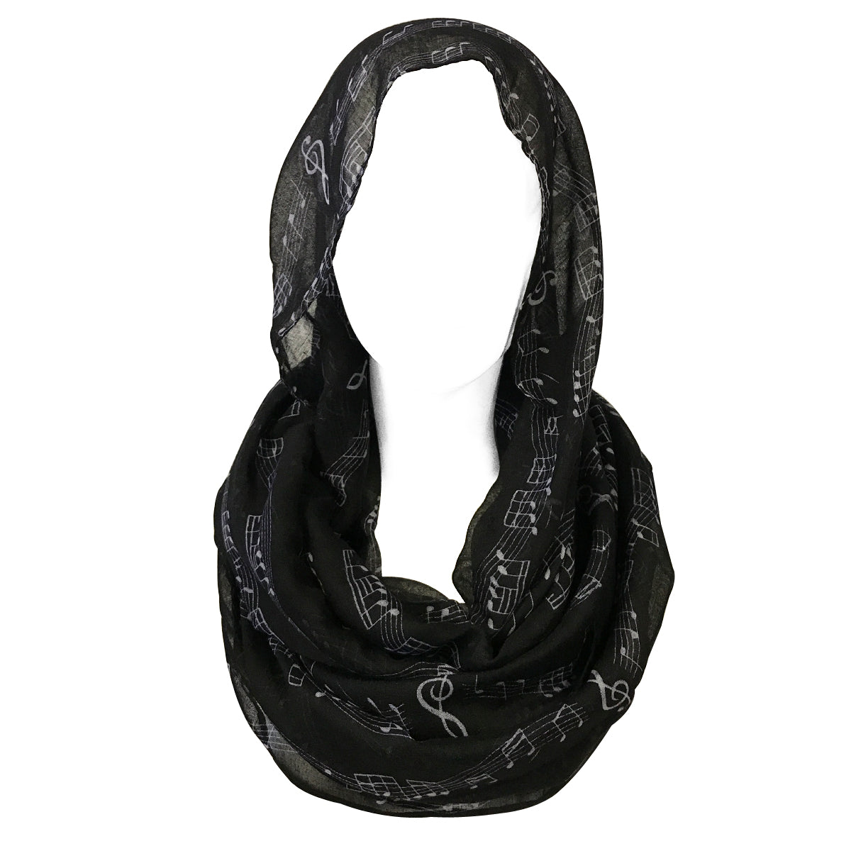 Wrapables Lightweight Musical Notes Infinity Scarf, Black