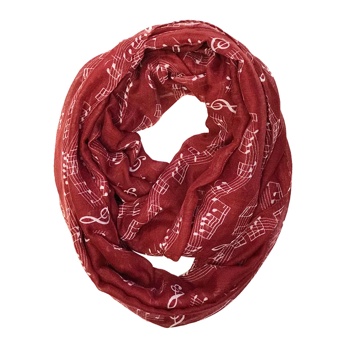 Wrapables Lightweight Musical Notes Infinity Scarf, Red