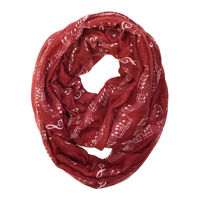 Wrapables Lightweight Musical Notes Infinity Scarf, Red