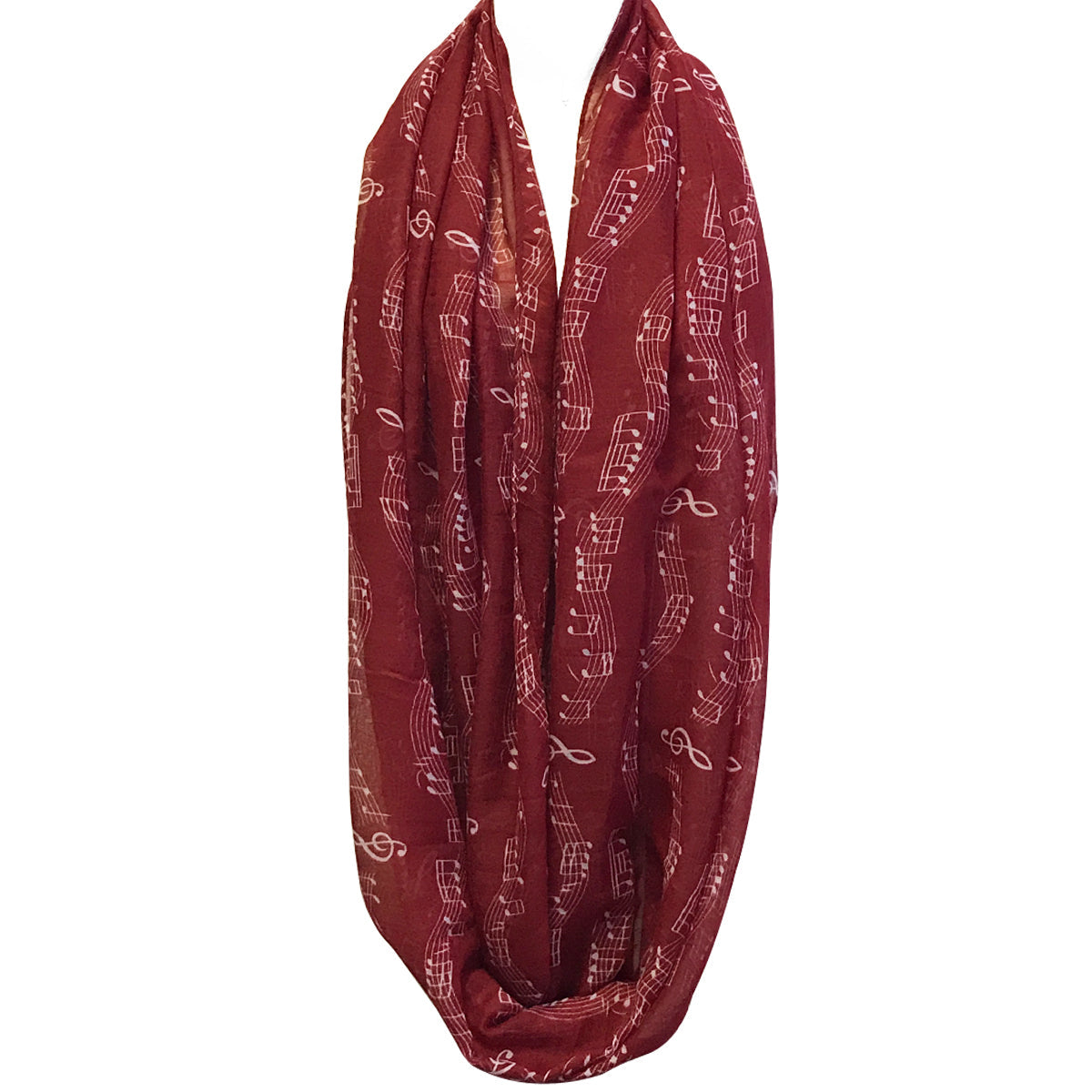 Wrapables Lightweight Musical Notes Infinity Scarf, Red