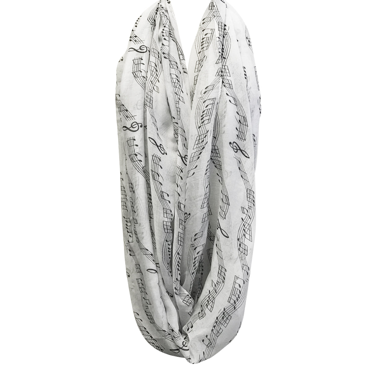 Wrapables Lightweight Musical Notes Infinity Scarf, White