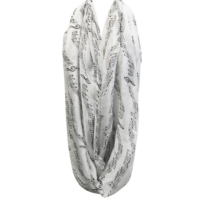 Wrapables Lightweight Musical Notes Infinity Scarf, White