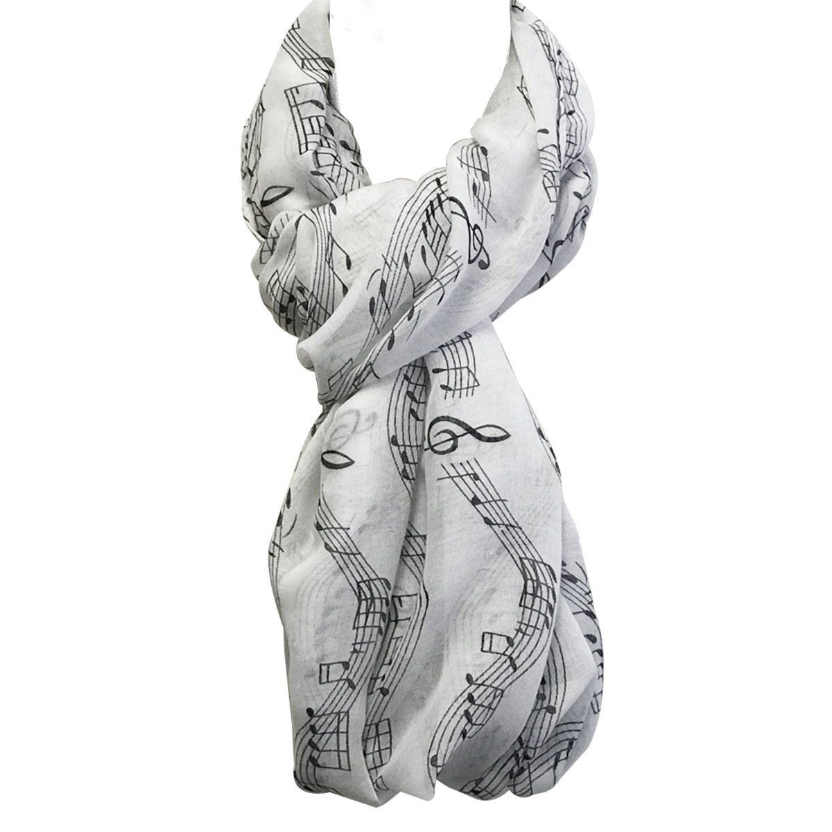 Wrapables Lightweight Musical Notes Infinity Scarf, White