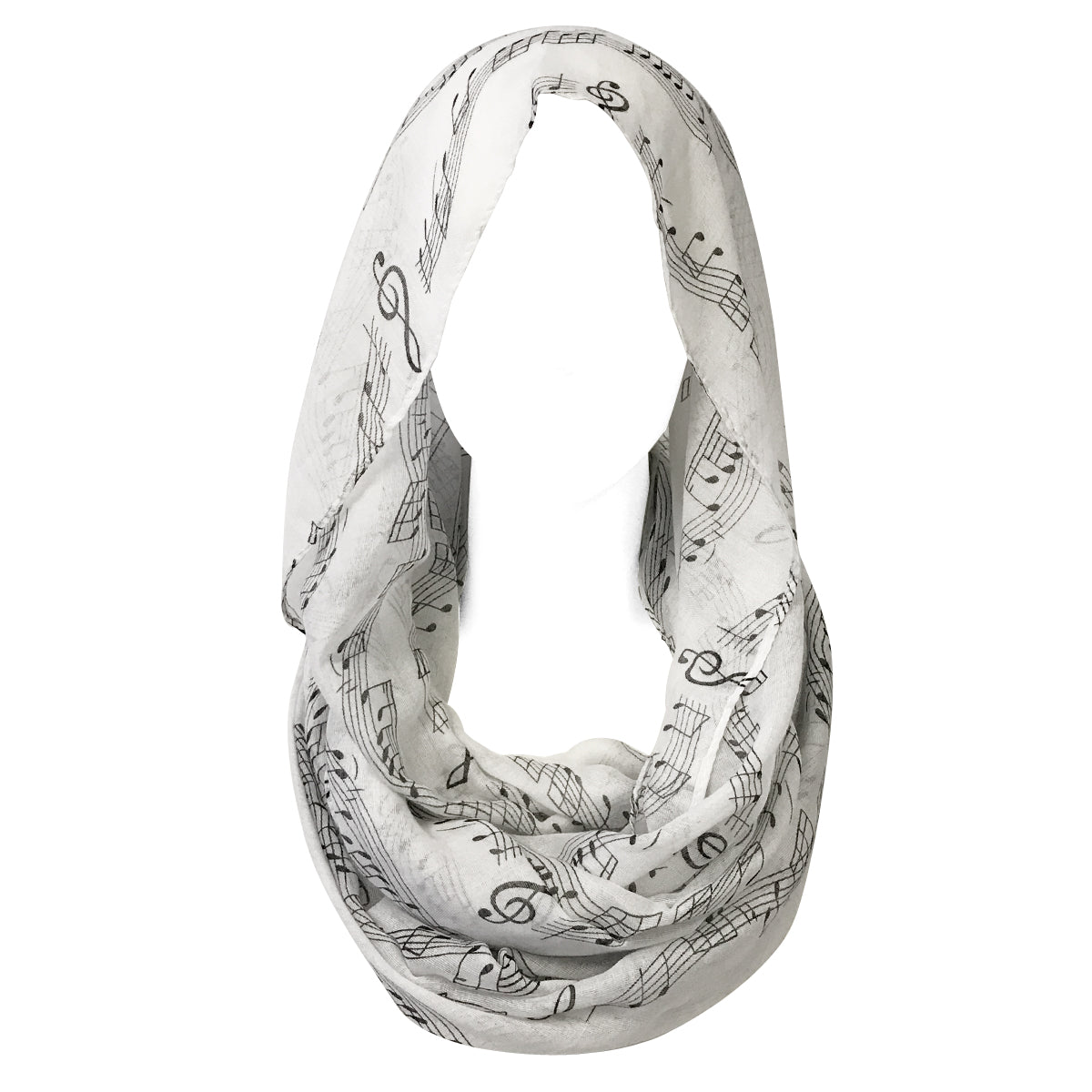 Wrapables Lightweight Musical Notes Infinity Scarf, White