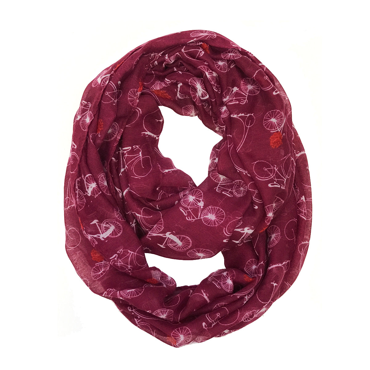 Wrapables Lightweight Vintage Bicycle Infinity Scarf, Red