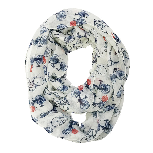 Wrapables Lightweight Vintage Bicycle Infinity Scarf, White