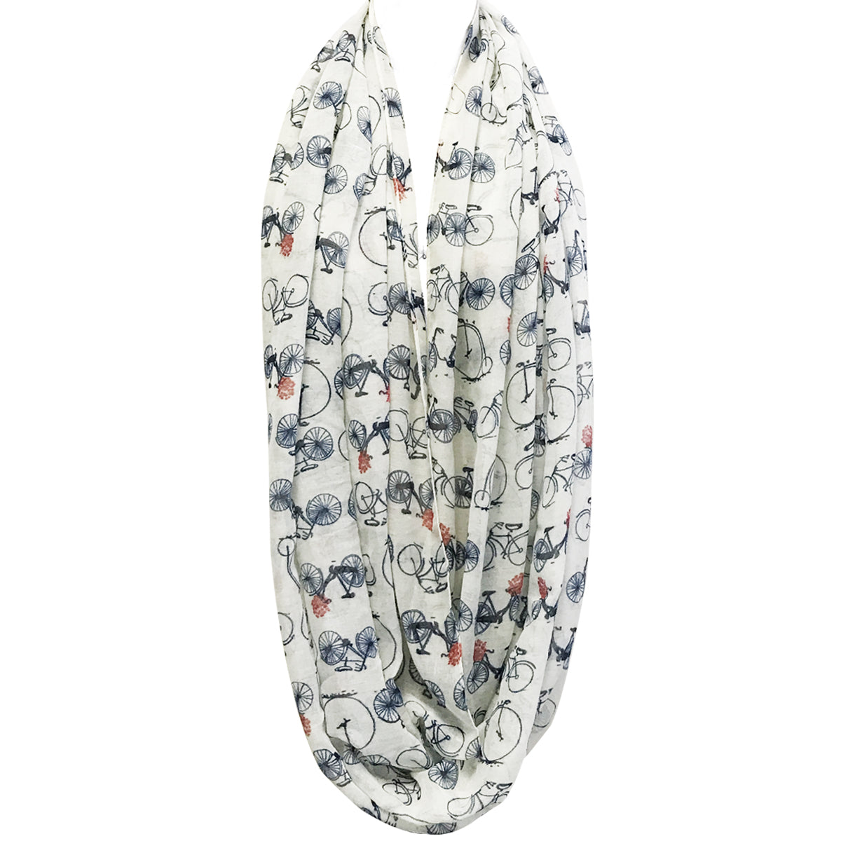 Wrapables Lightweight Vintage Bicycle Infinity Scarf, White