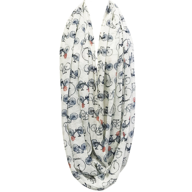 Wrapables Lightweight Vintage Bicycle Infinity Scarf, White