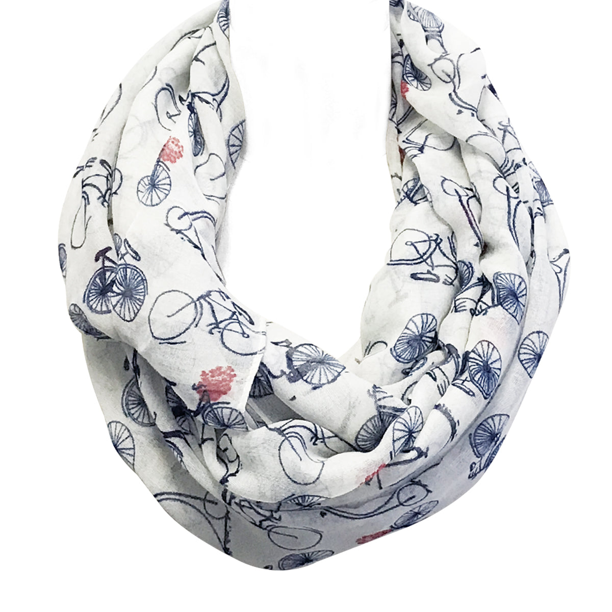 Wrapables Lightweight Vintage Bicycle Infinity Scarf, White