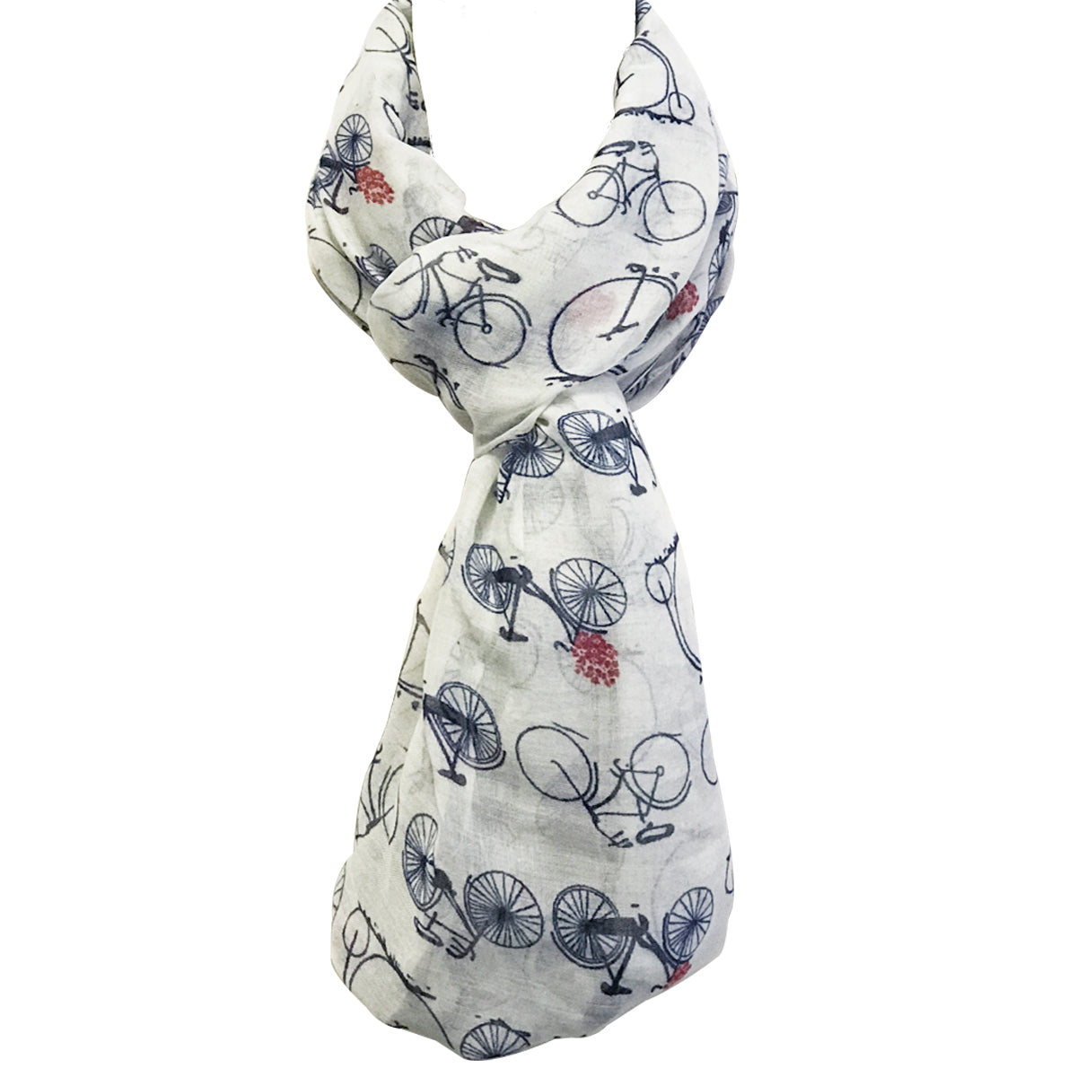 Wrapables Lightweight Vintage Bicycle Infinity Scarf, White