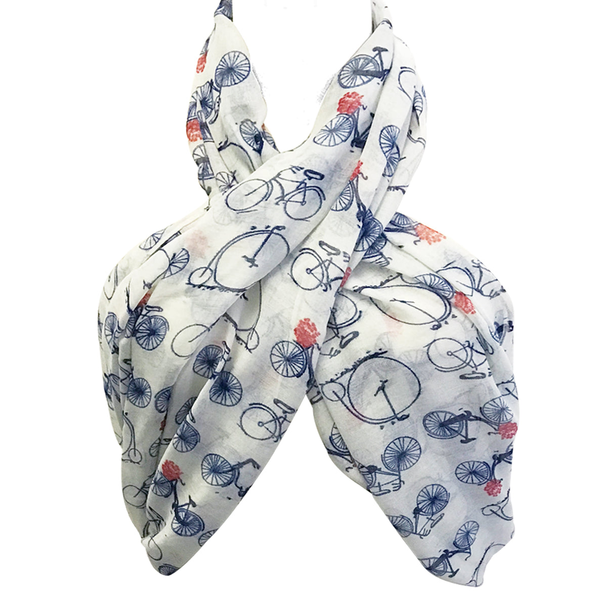 Wrapables Lightweight Vintage Bicycle Infinity Scarf, White