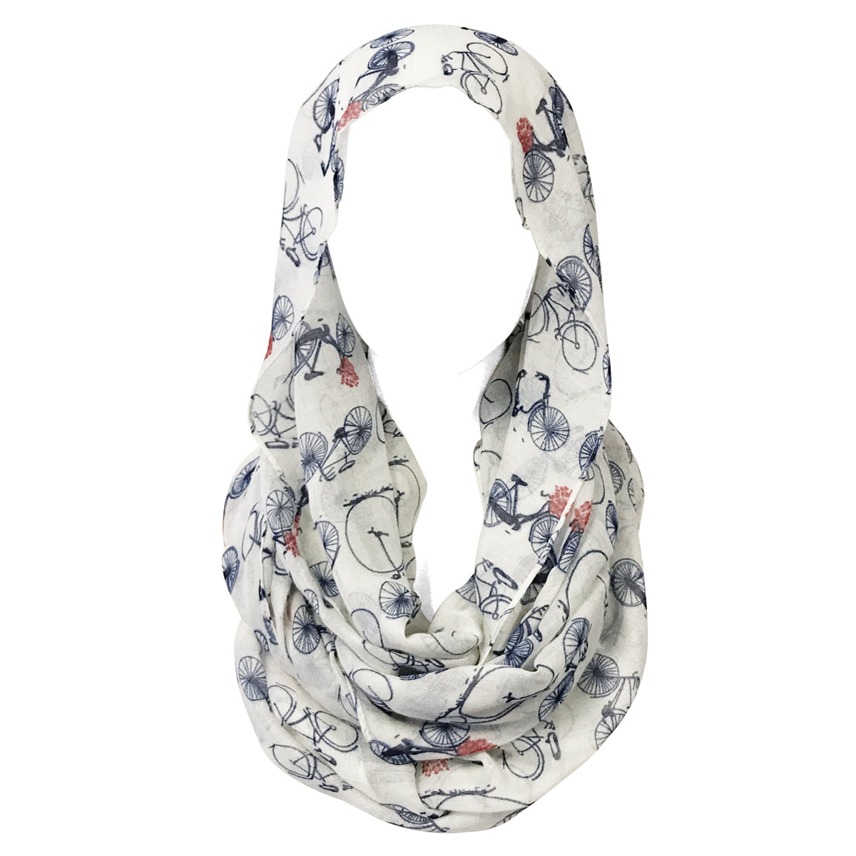 Wrapables Lightweight Vintage Bicycle Infinity Scarf, White