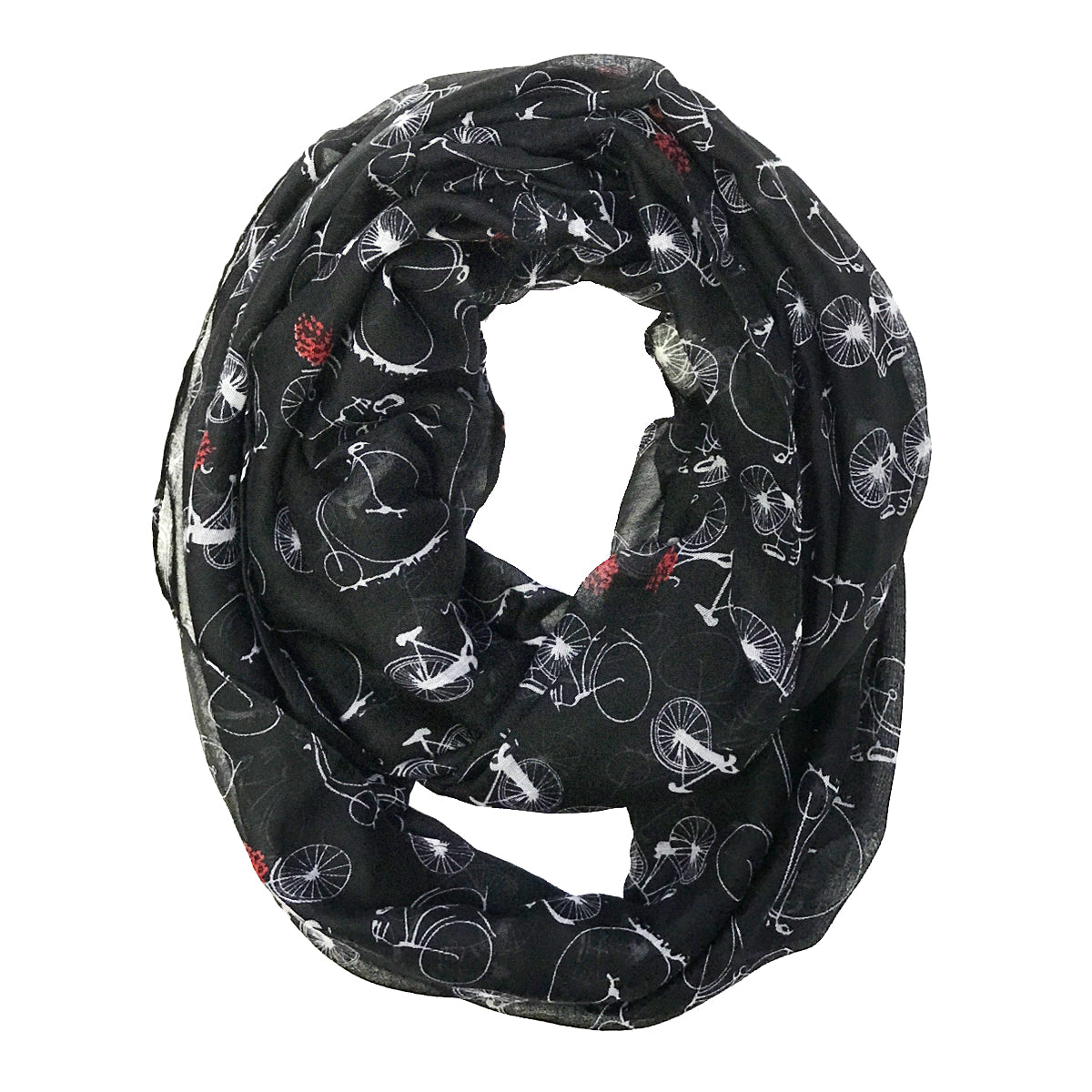 Wrapables Lightweight Vintage Bicycle Infinity Scarf, Black