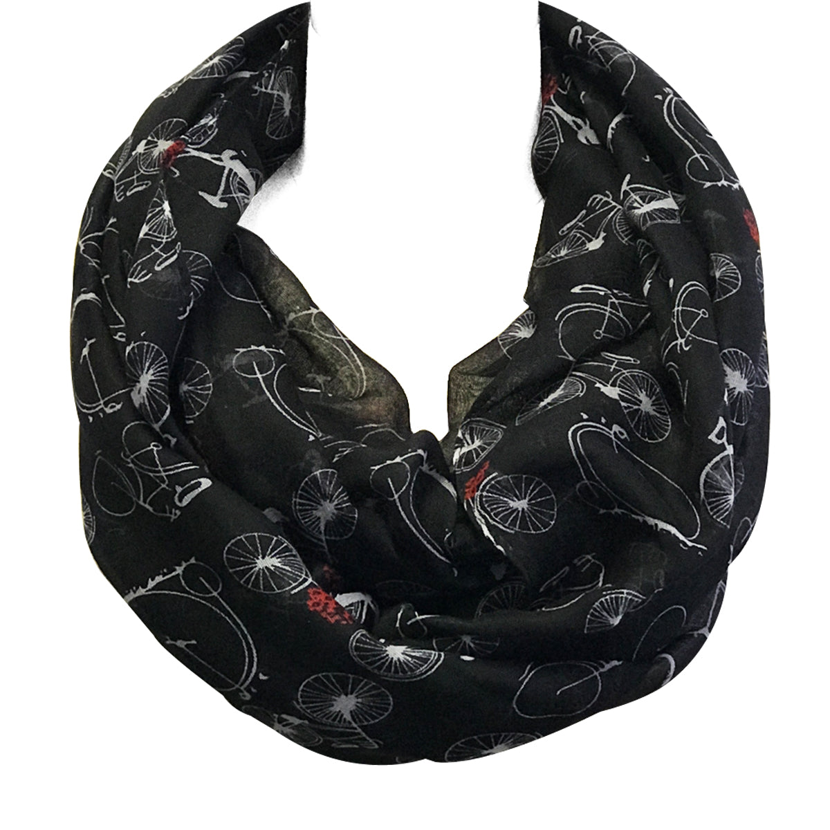 Wrapables Lightweight Vintage Bicycle Infinity Scarf, Black