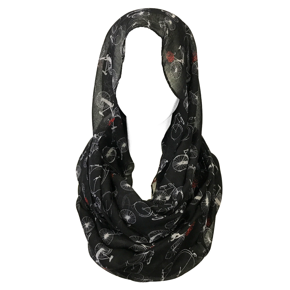 Wrapables Lightweight Vintage Bicycle Infinity Scarf, Black