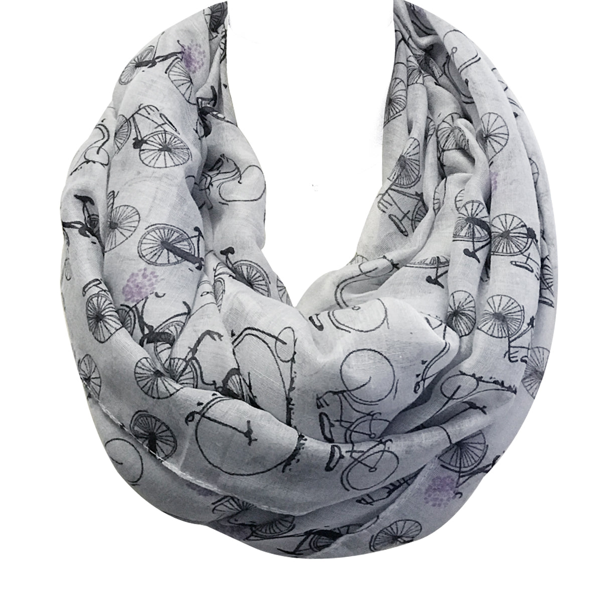 Wrapables Lightweight Vintage Bicycle Infinity Scarf, Gray