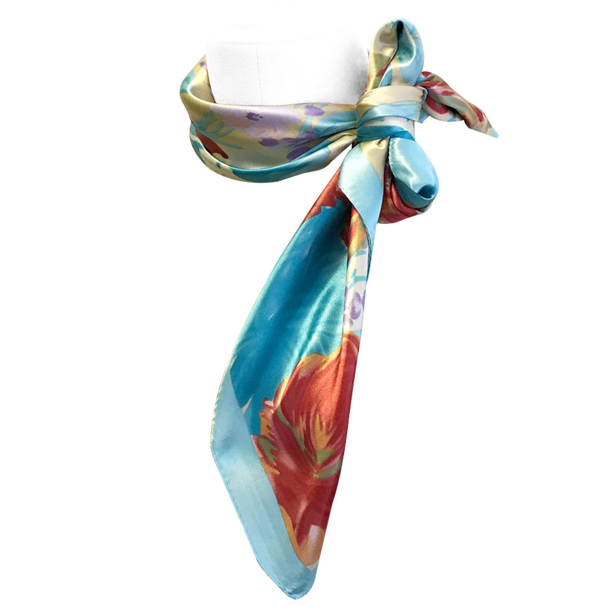 Wrapables Silk Satin Floral Neckerchief 35 x 35 Inch Square Scarf, Roses