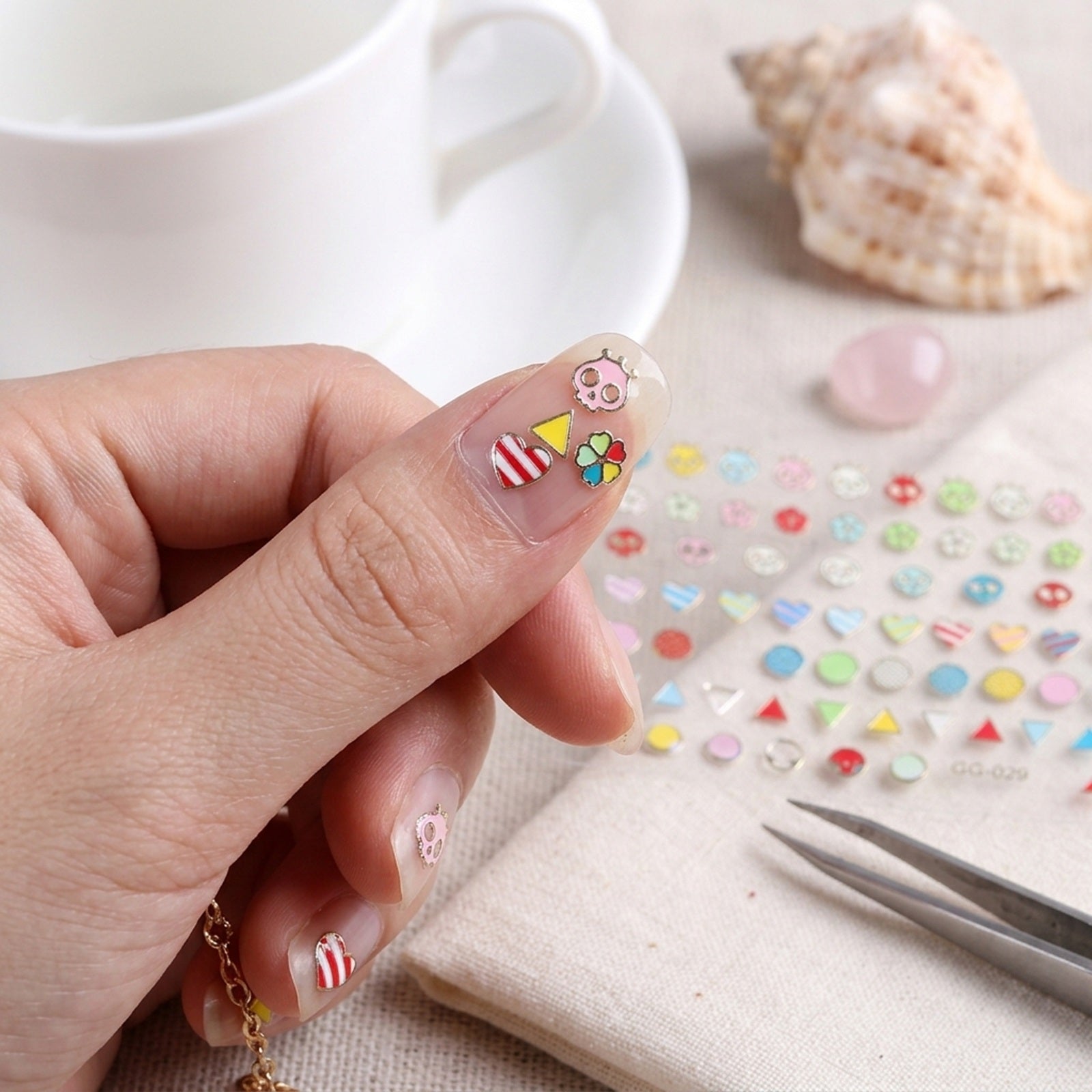 Wrapables Mini Colorful Shapes Nail Stickers Nail Art Set (24 Sheets)
