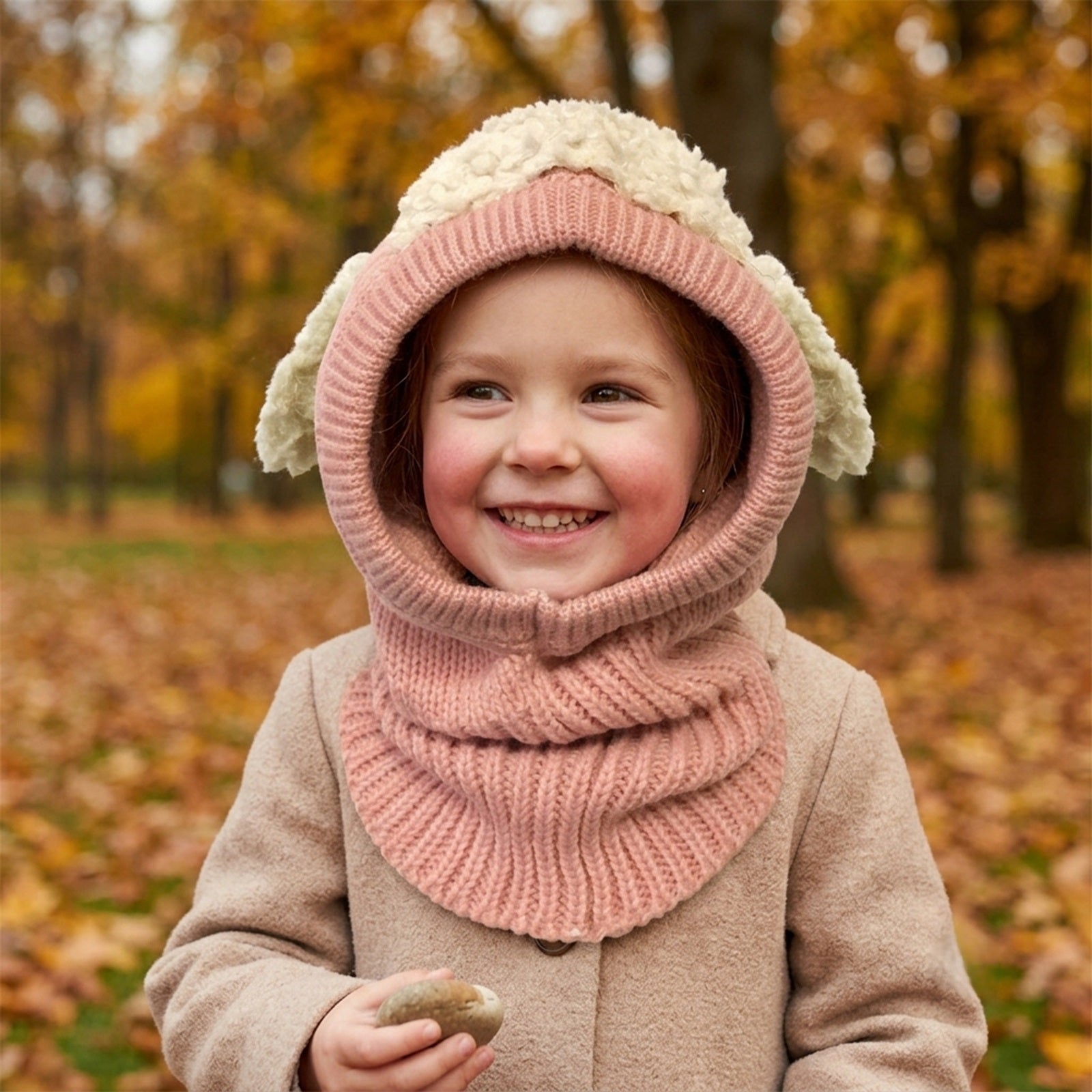 Wrapables Winter Warm Knitted Animal Ears Earflap Hood Beanie Hat for Baby and Toddlers