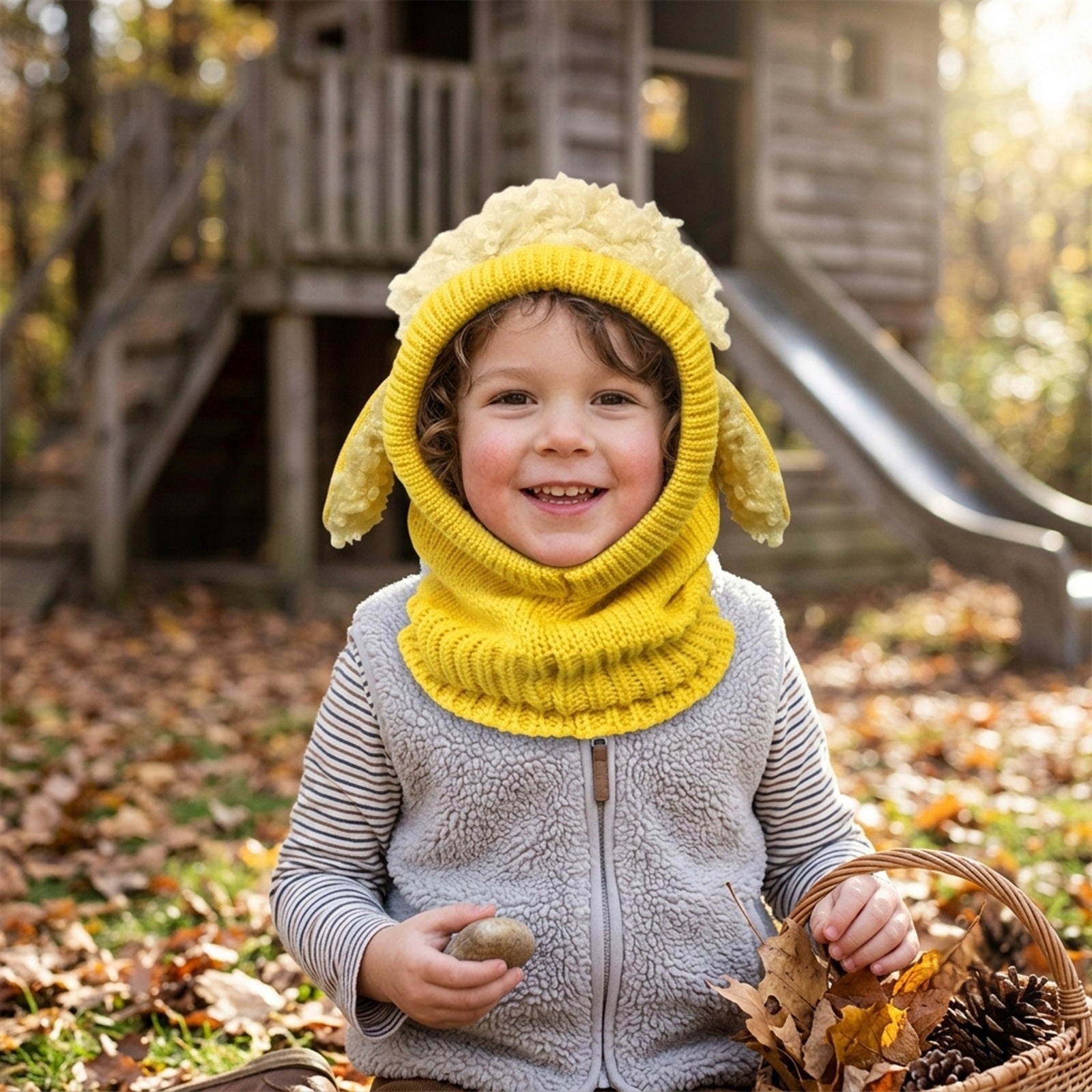 Wrapables Winter Warm Knitted Animal Ears Earflap Hood Beanie Hat for Baby and Toddlers