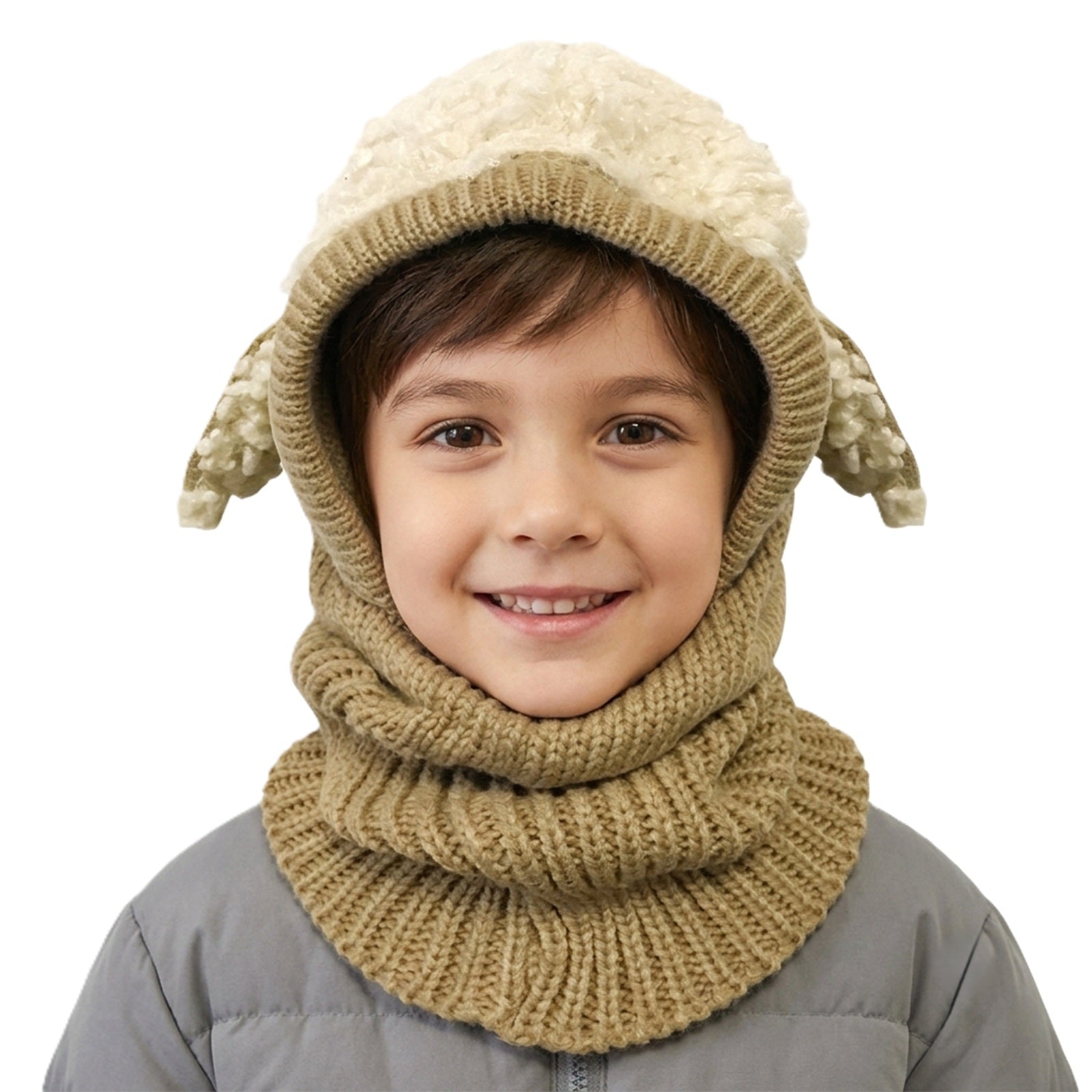 Wrapables Winter Warm Knitted Animal Ears Earflap Hood Beanie Hat for Baby and Toddlers