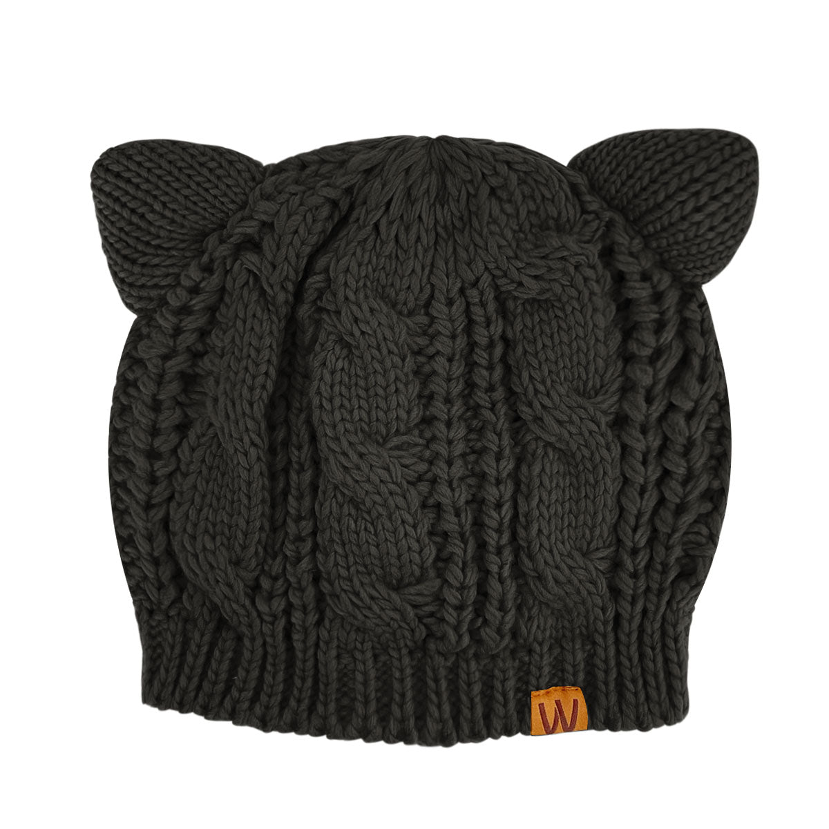 Wrapables Winter Warm Cable Knit Cat Ears Beanie, Black