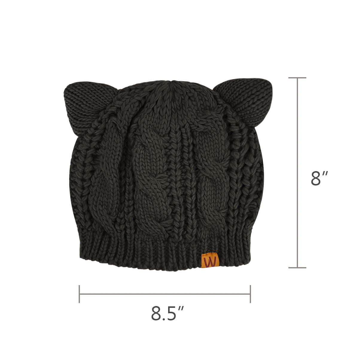 Wrapables Winter Warm Cable Knit Cat Ears Beanie, Black