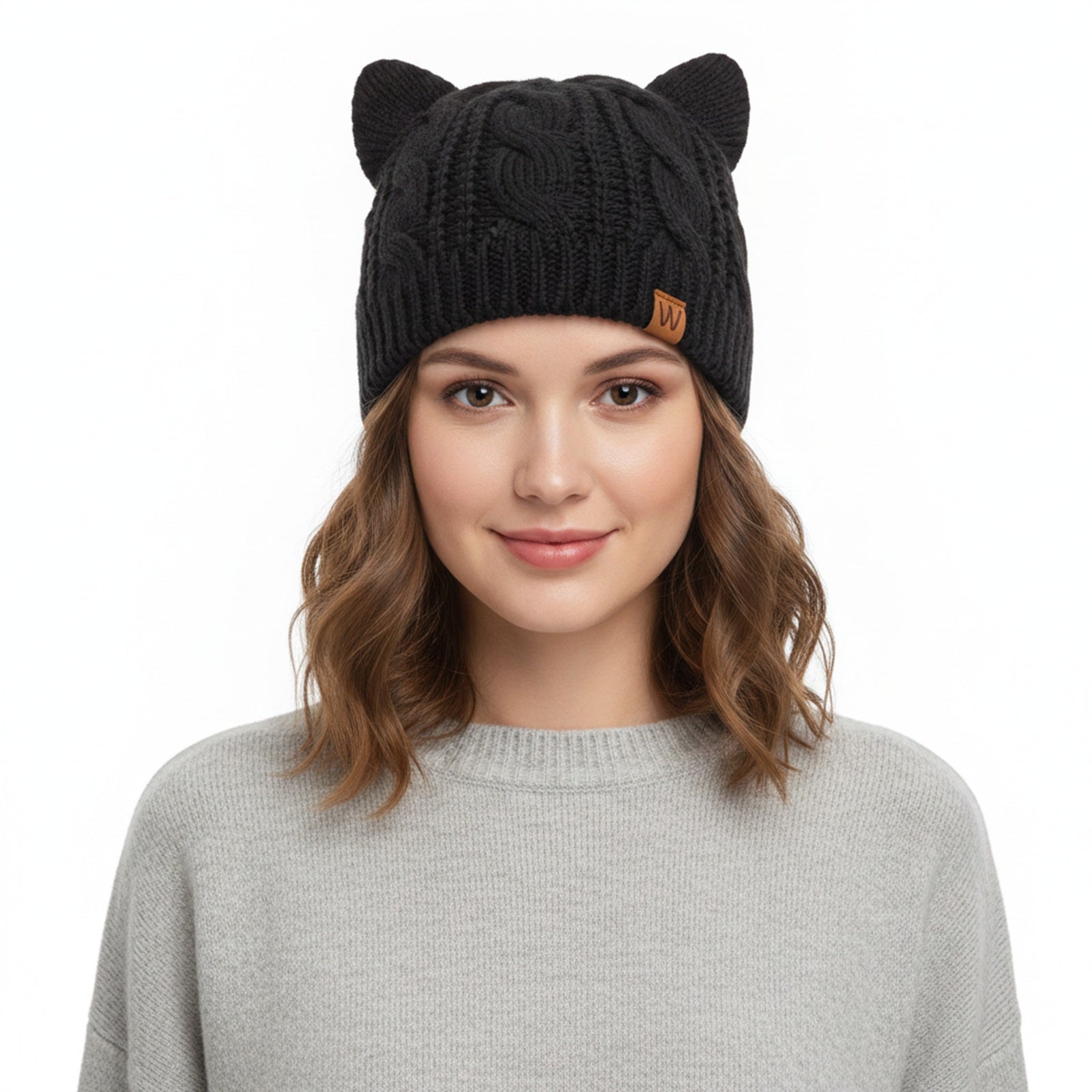 Wrapables Winter Warm Cable Knit Cat Ears Beanie