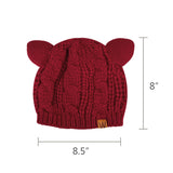 Wrapables Winter Warm Cable Knit Cat Ears Beanie, Burgundy