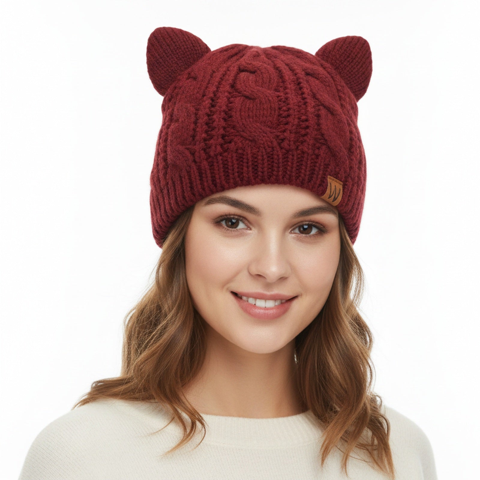Wrapables Winter Warm Cable Knit Cat Ears Beanie