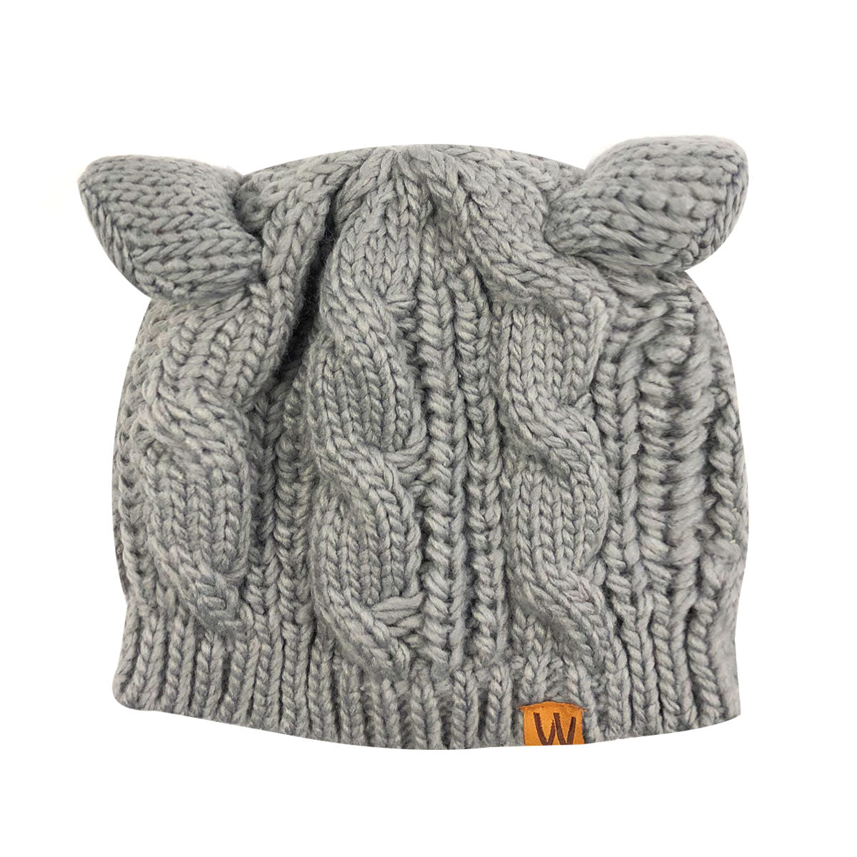 Wrapables Winter Warm Cable Knit Cat Ears Beanie, Gray