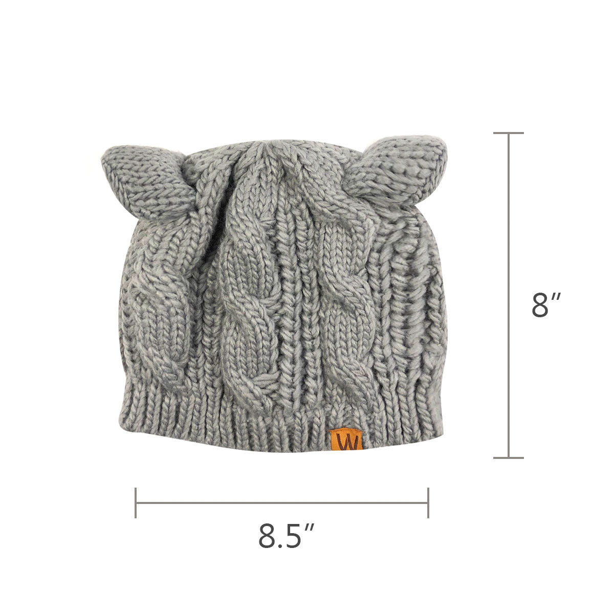 Wrapables Winter Warm Cable Knit Cat Ears Beanie, Gray