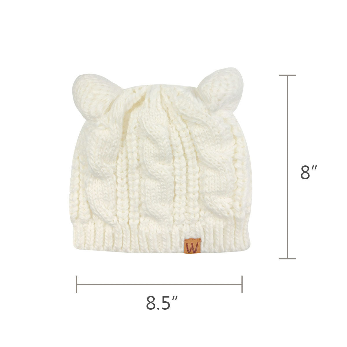 Wrapables Winter Warm Cable Knit Cat Ears Beanie, Cream