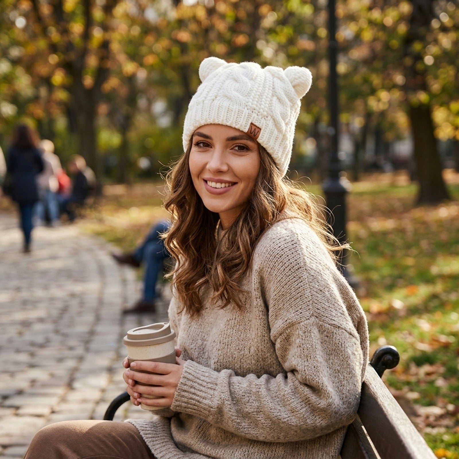 Wrapables Winter Warm Cable Knit Cat Ears Beanie