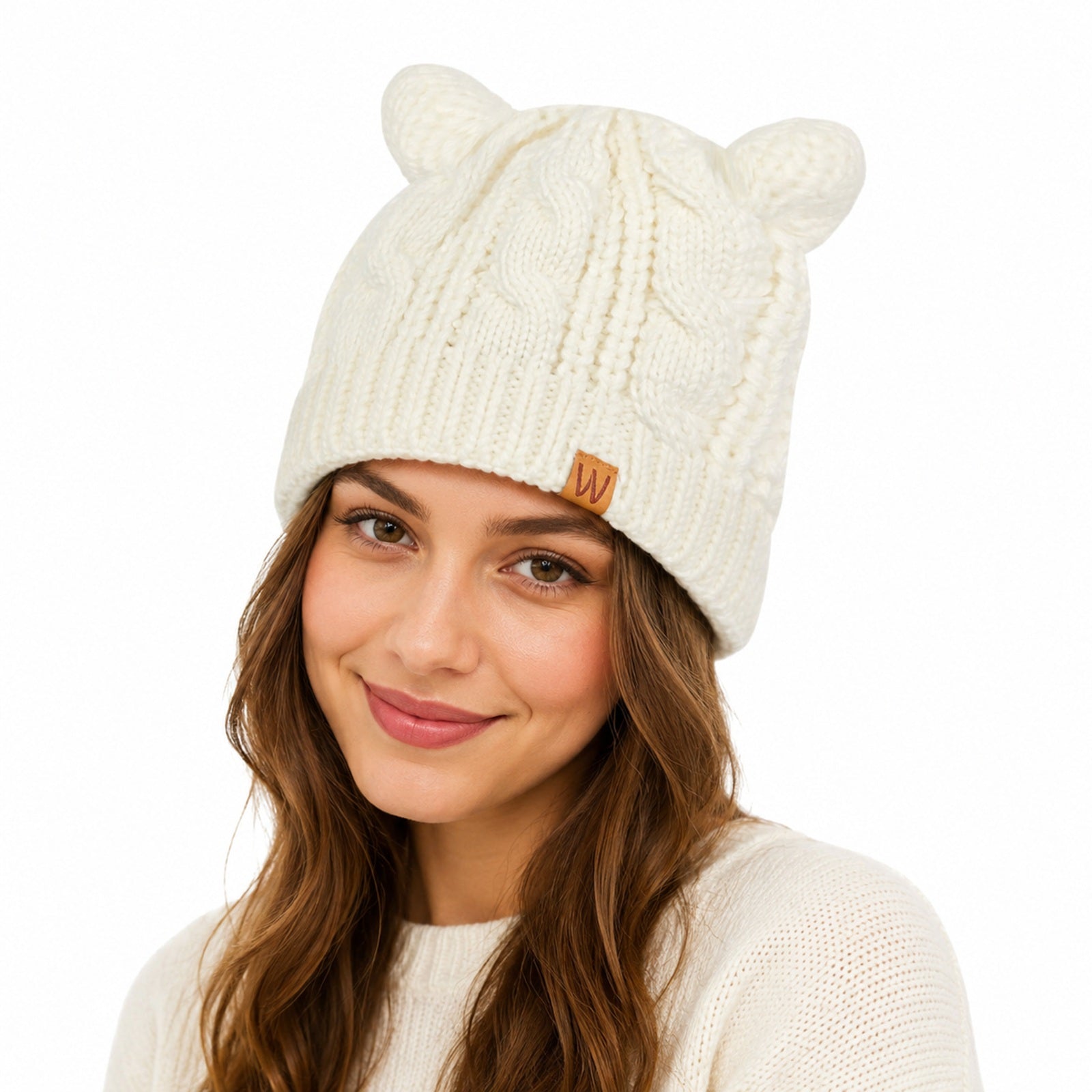 Wrapables Winter Warm Cable Knit Cat Ears Beanie