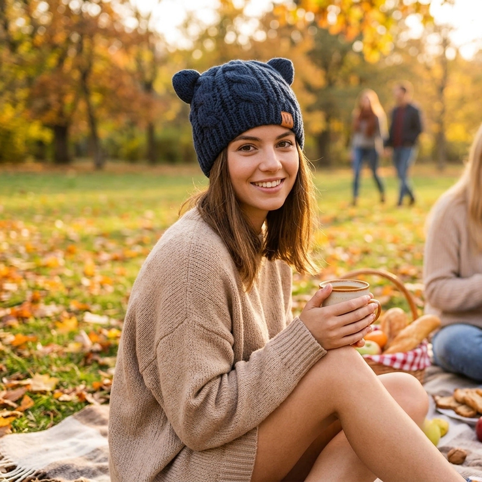 Wrapables Winter Warm Cable Knit Cat Ears Beanie