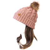 Wrapables Cable Knit Faux Fur Pom Pom Beanie, Mommy & Me Set Pink