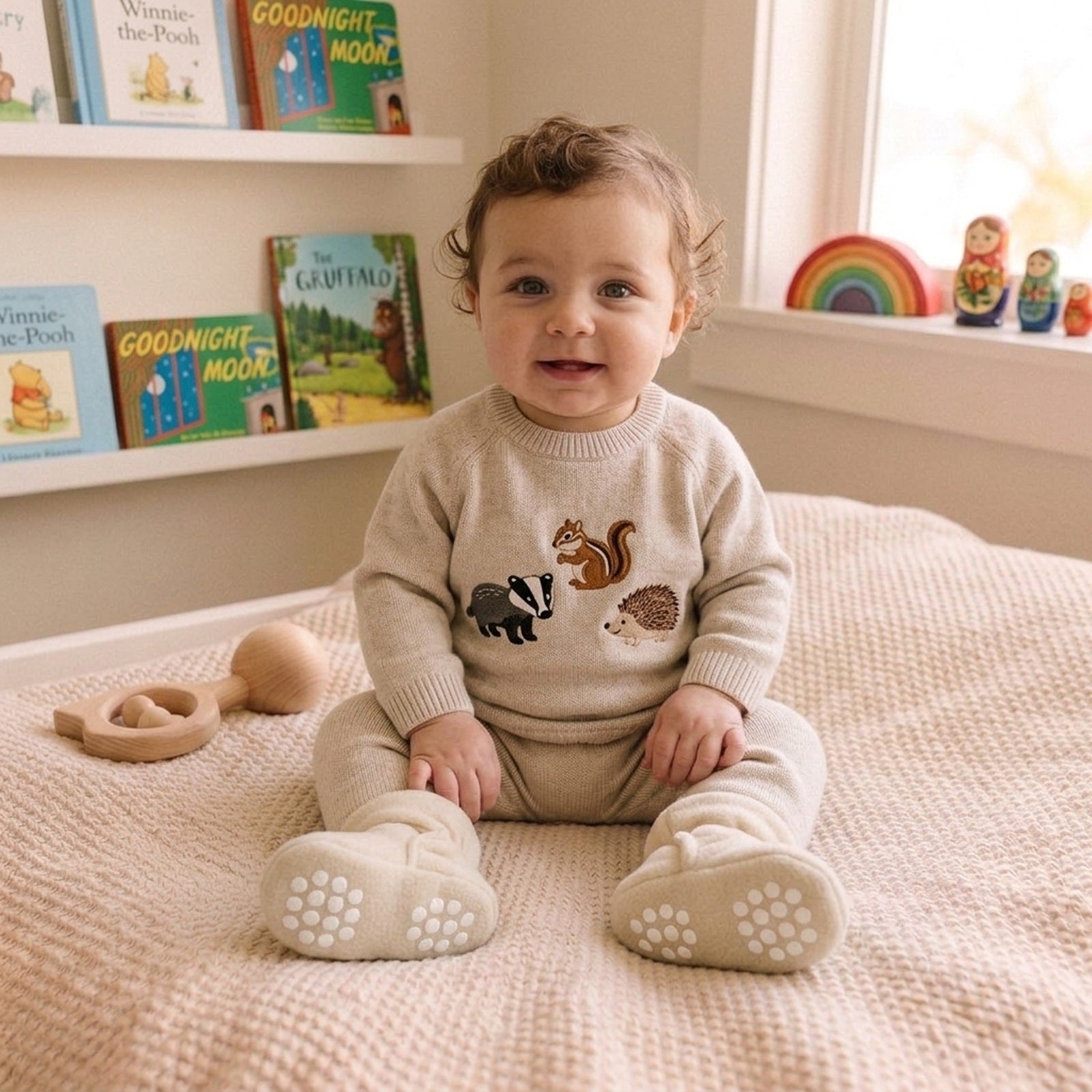Wrapables Fleece Baby Booties with Anti-Skid Bottoms