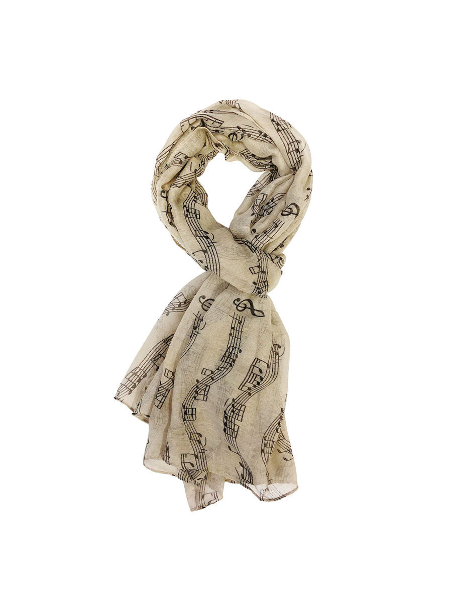 Wrapables Lightweight Musical Notes Long Scarf, Earl Gray