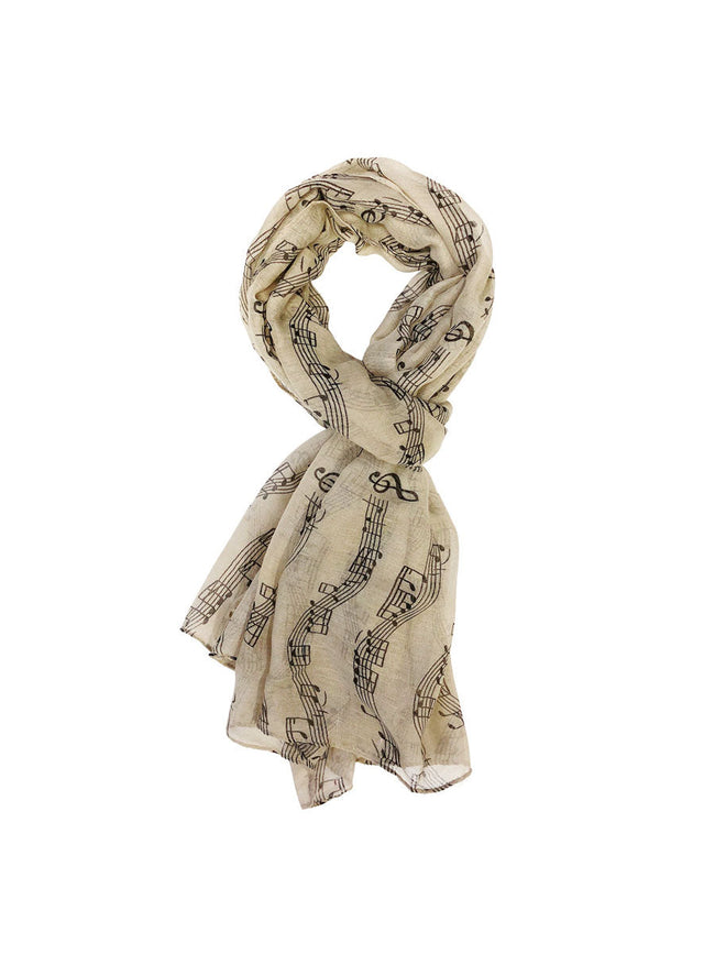 Wrapables Lightweight Musical Notes Long Scarf, Earl Gray