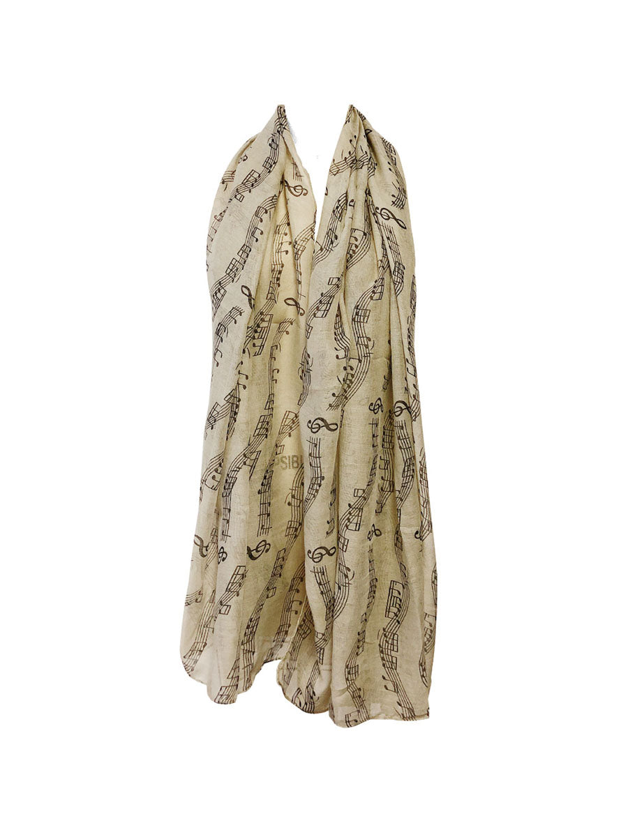 Wrapables Lightweight Musical Notes Long Scarf, Earl Gray