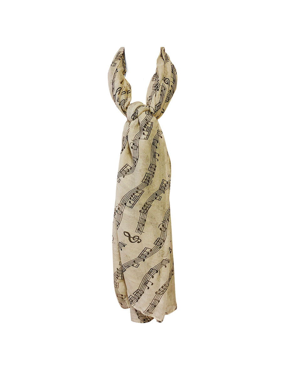 Wrapables Lightweight Musical Notes Long Scarf, Earl Gray