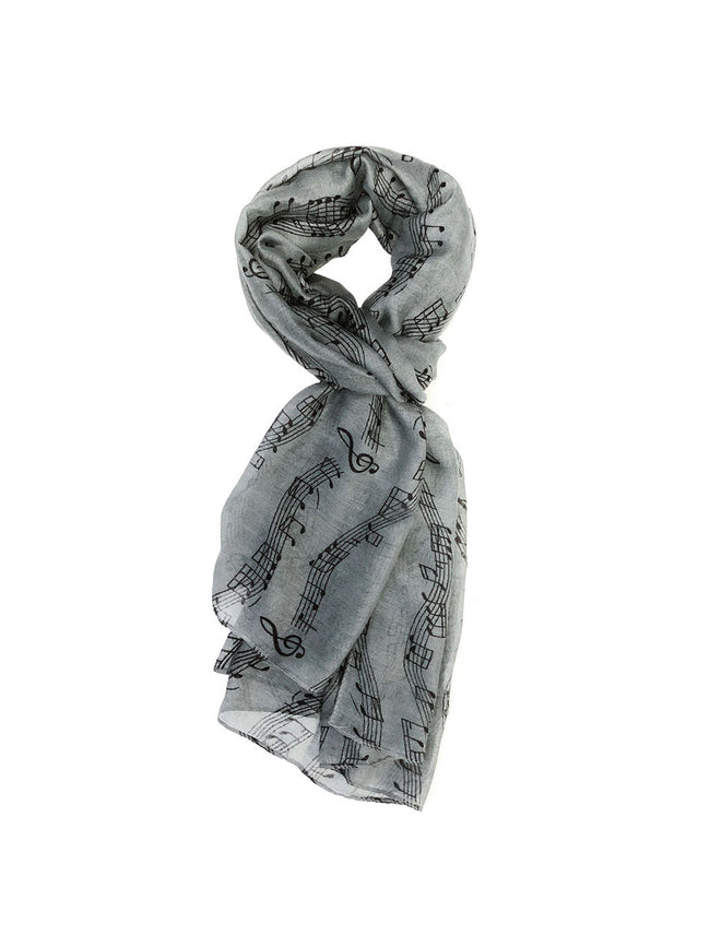 Wrapables Lightweight Musical Notes Long Scarf, Gray