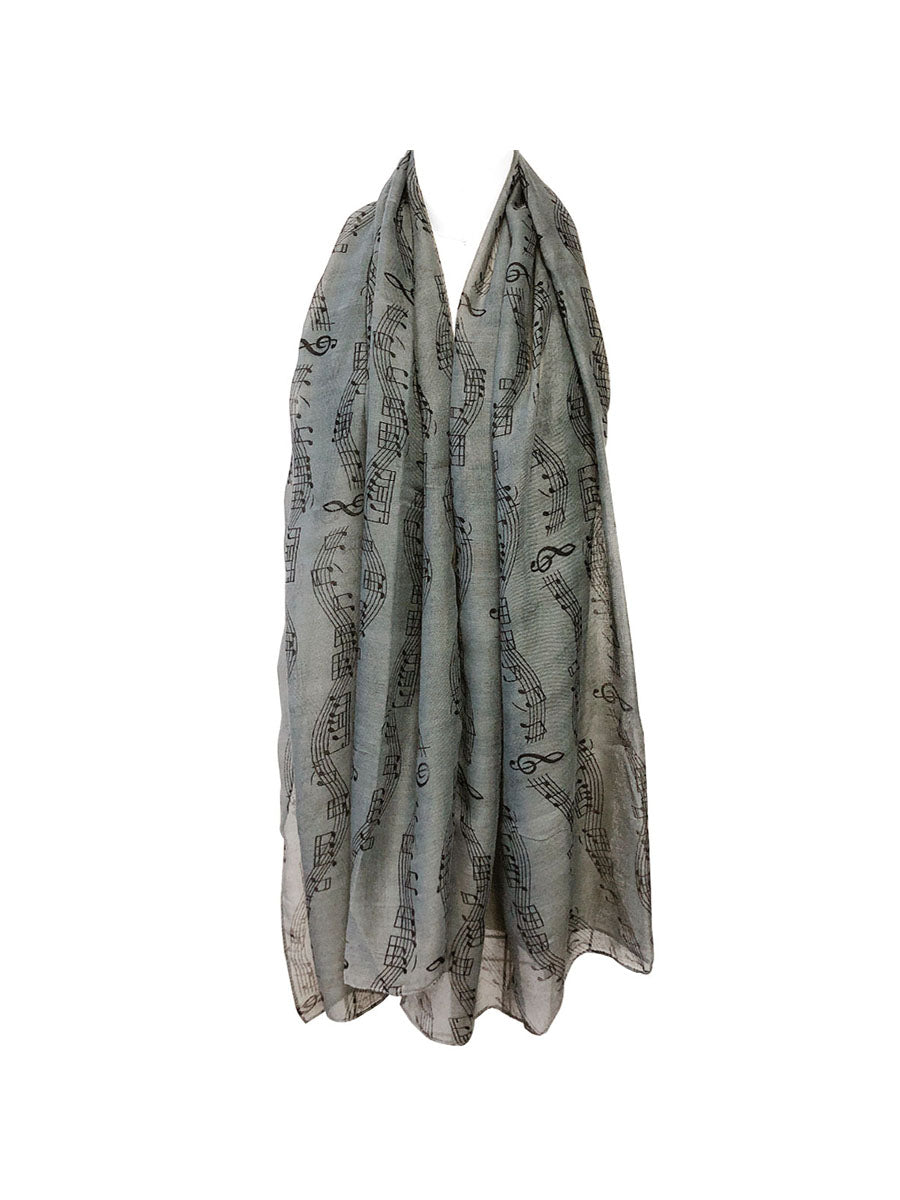 Wrapables Lightweight Musical Notes Long Scarf, Gray