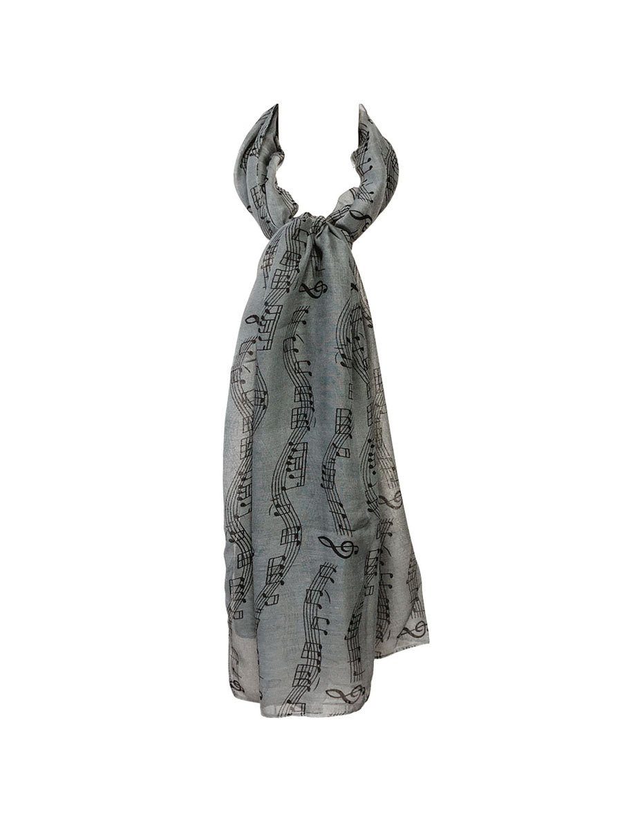 Wrapables Lightweight Musical Notes Long Scarf, Gray