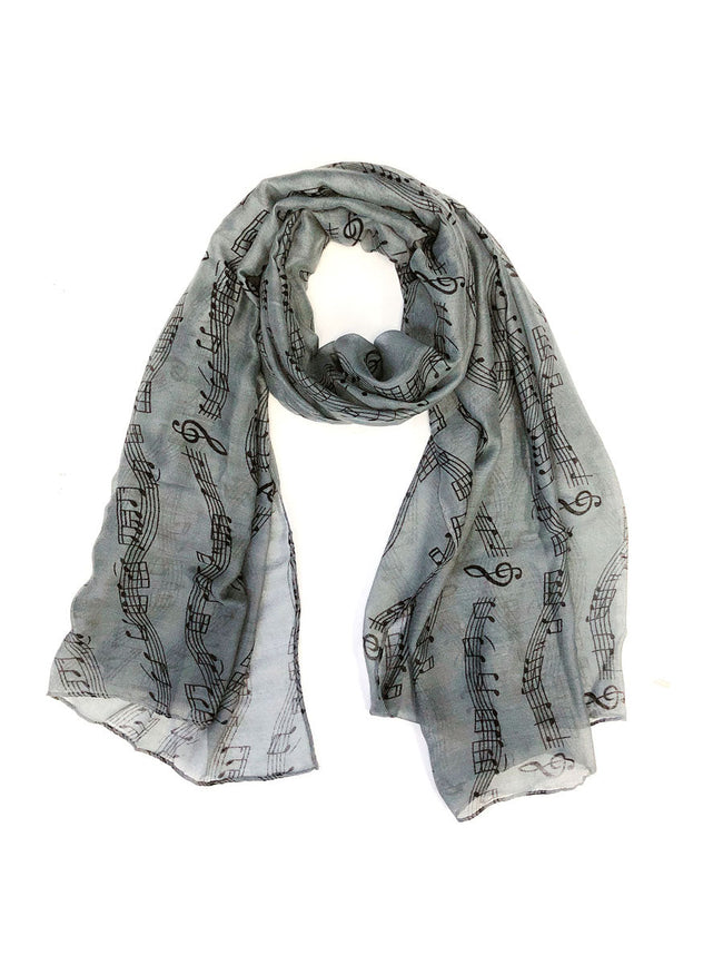 Wrapables Lightweight Musical Notes Long Scarf, Gray