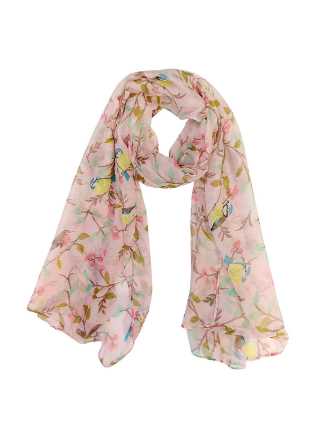 Wrapables Lightweight Bird Print Long Scarf, Pink