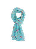 Wrapables Lightweight Bird Print Long Scarf, Sky Blue