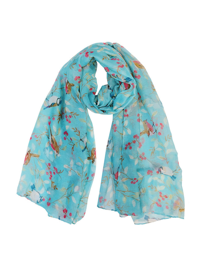 Wrapables Lightweight Bird Print Long Scarf, Sky Blue